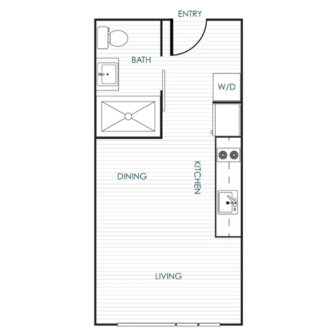 Floor plan for studio, 1 bath, 356 sqft